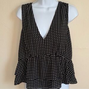 NWT J. Crew Black Star-Print V-Neck Peplum Camisole